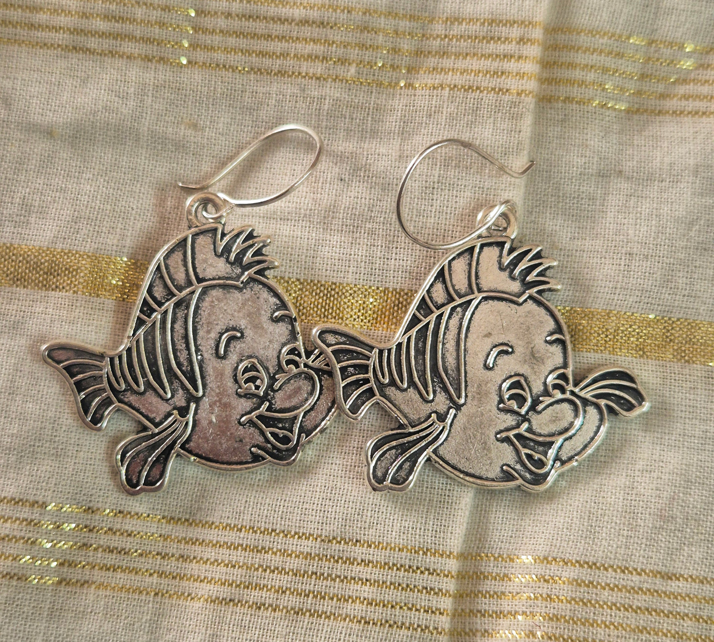 Flounder fish charm earrings