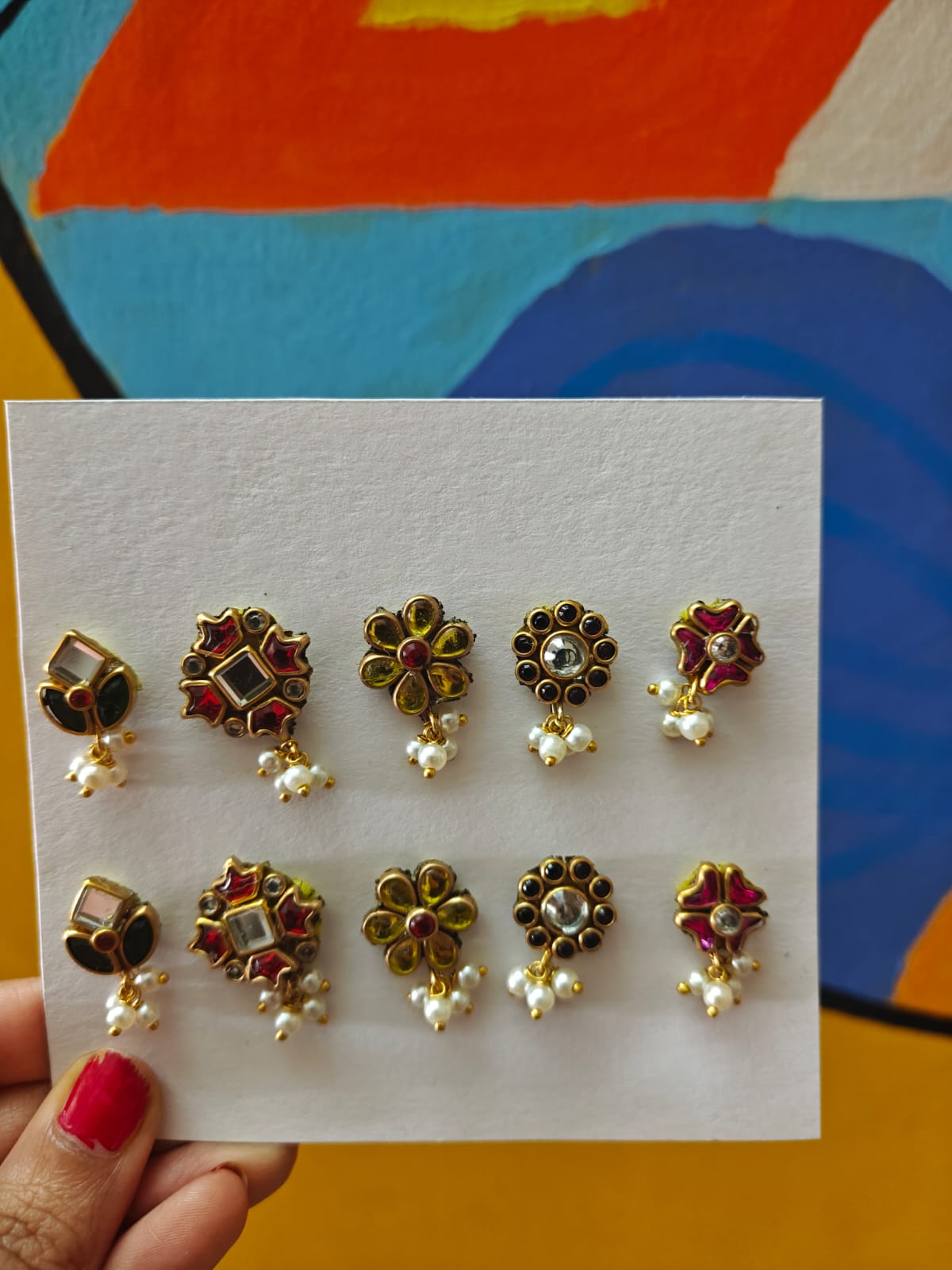 Pack of 5 Kundan stud set