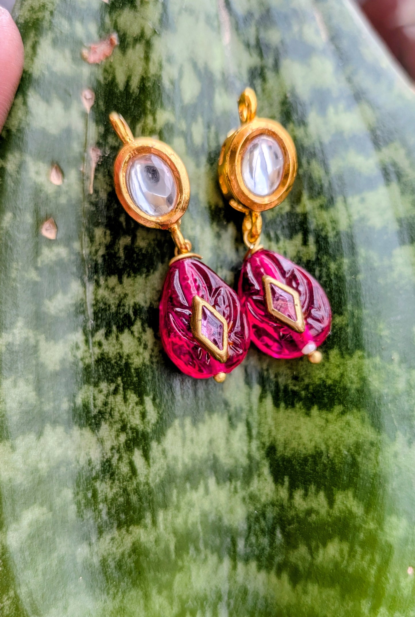 Kundan bead earrings