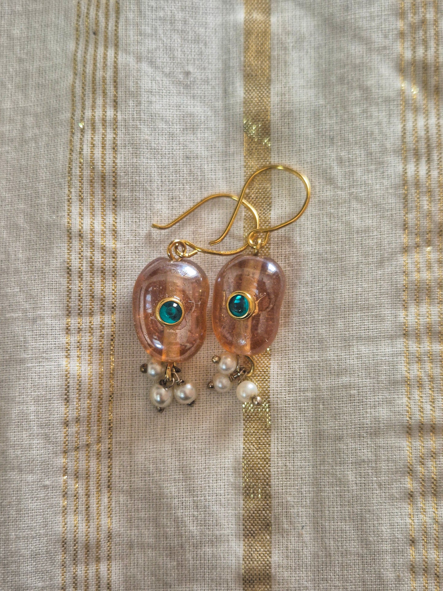 Kundan wale bead earrings