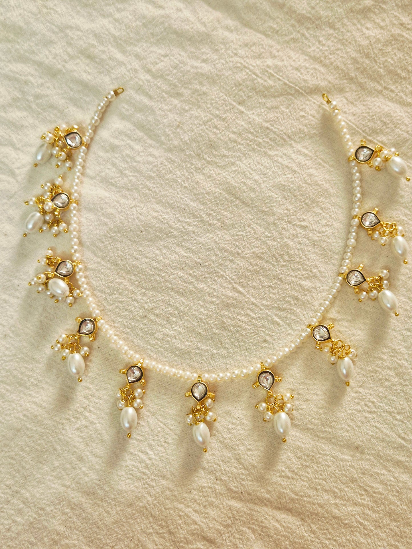 Kundan bead necklace(white)