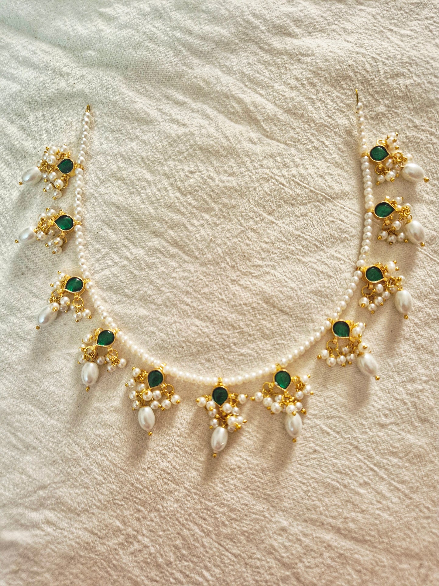 Kundan bead necklace(green)