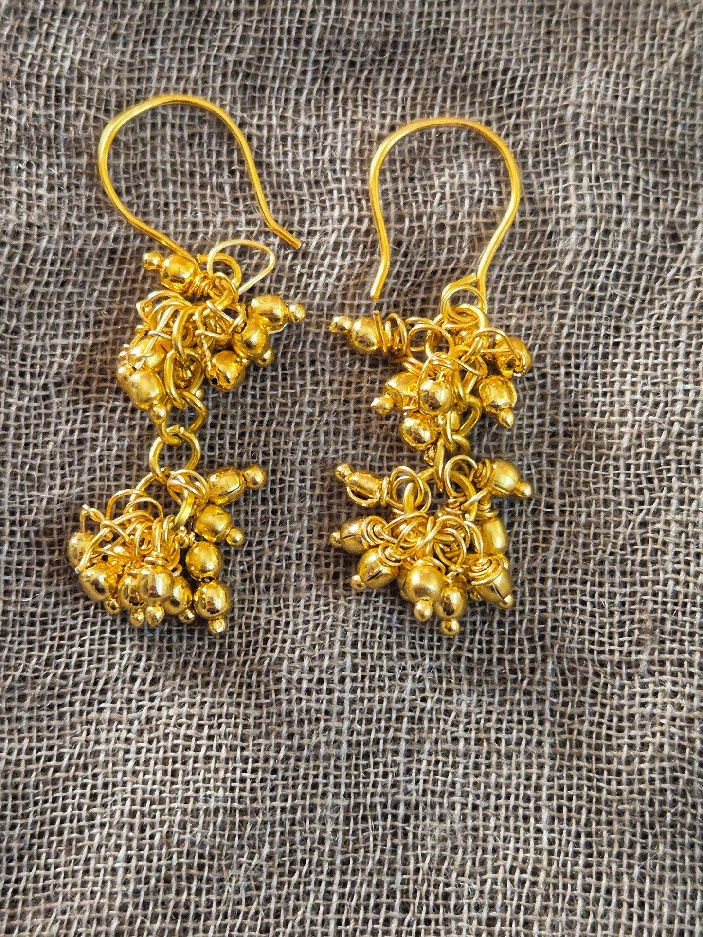 Golden small bead earrings