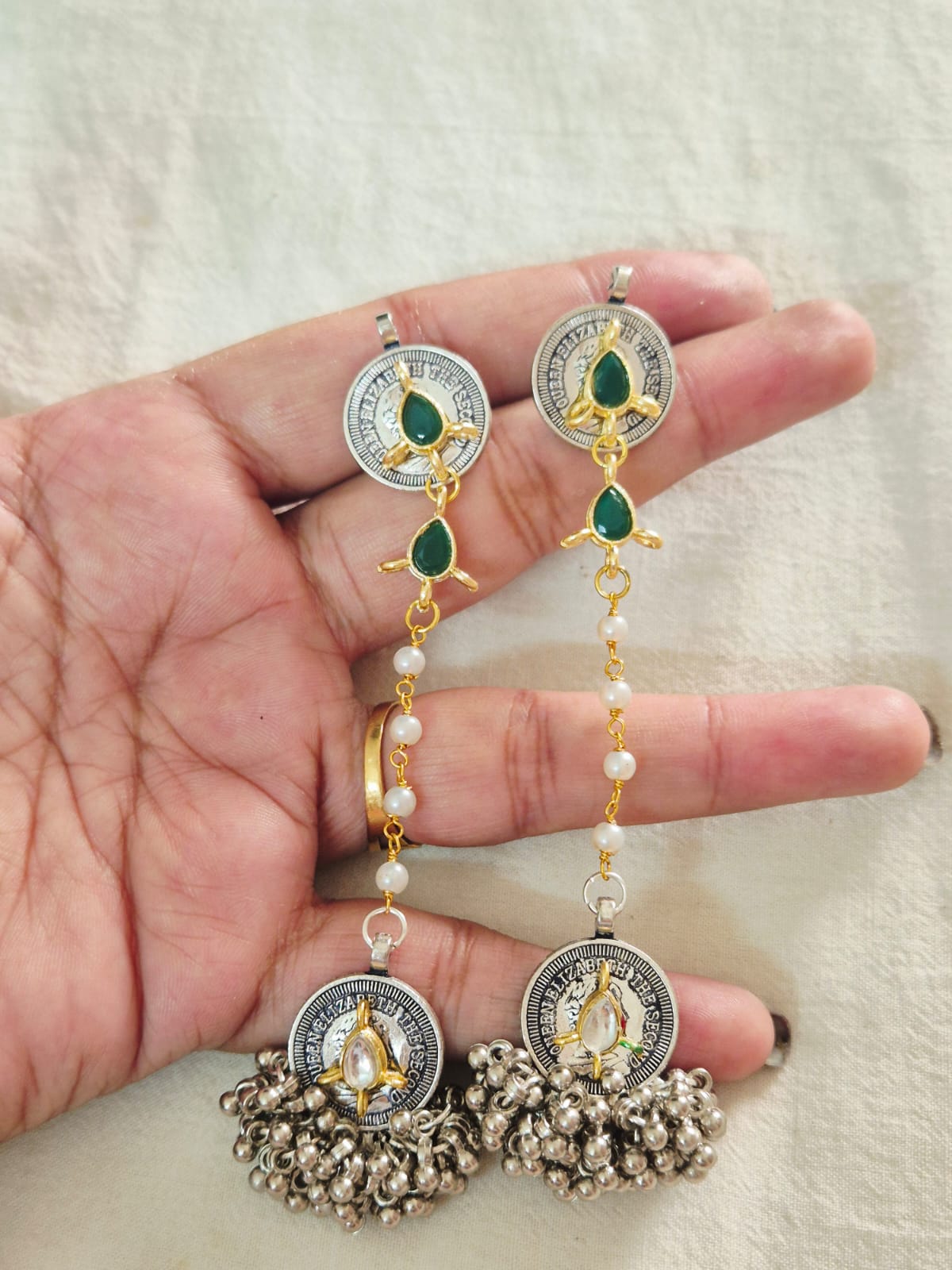 Coin kundan earrings