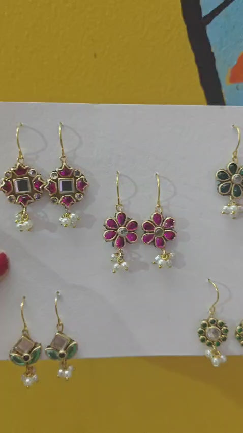 Kundan pack of 5 hanging earrings