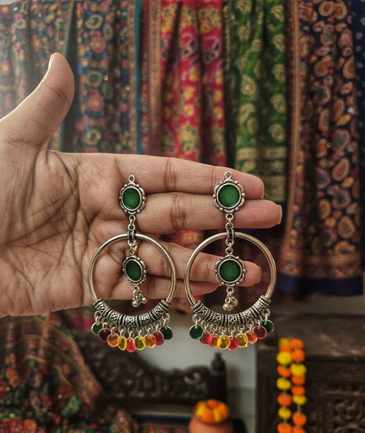 Range birange gola earrings green