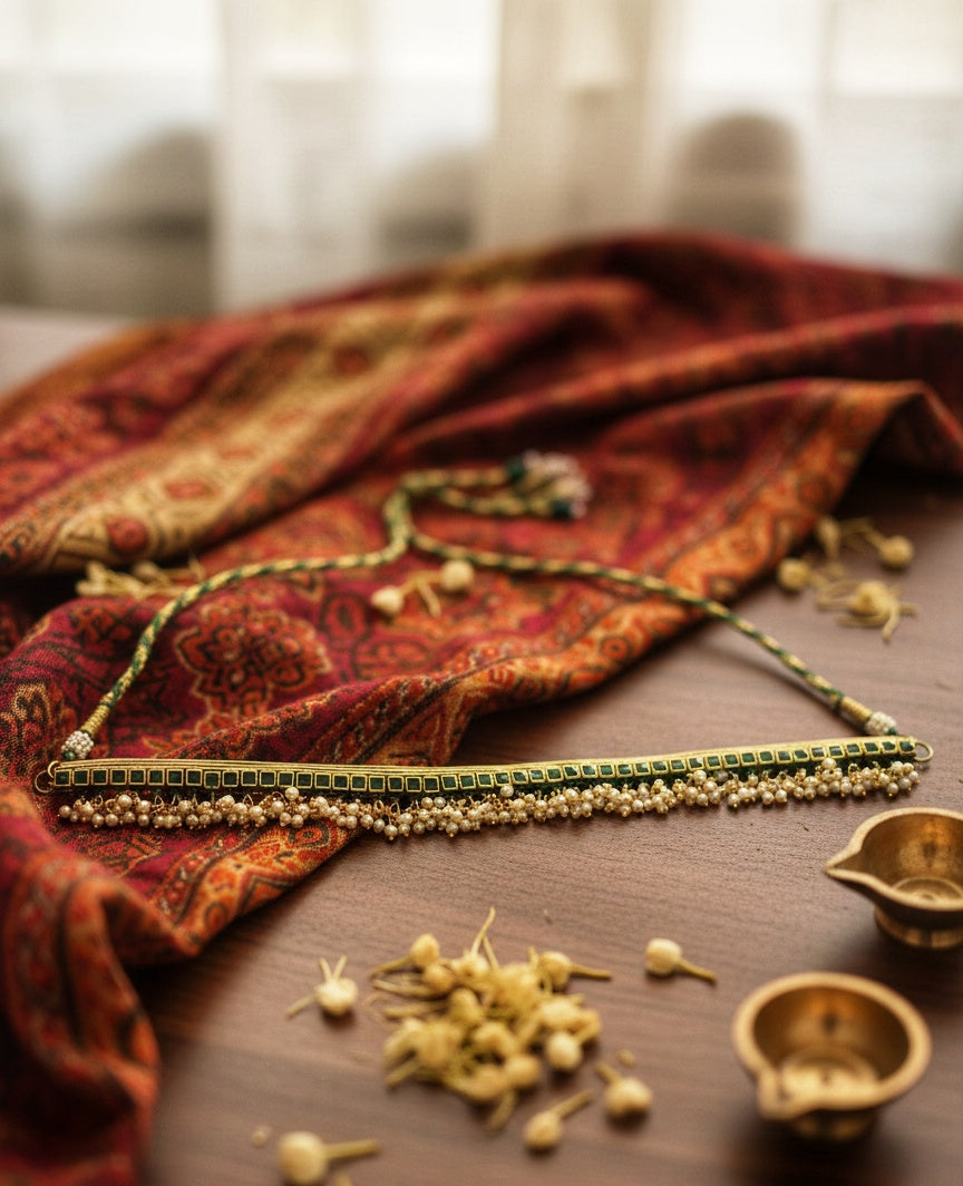 Handmade kundan choker green