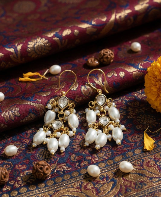 Kundan earrings white
