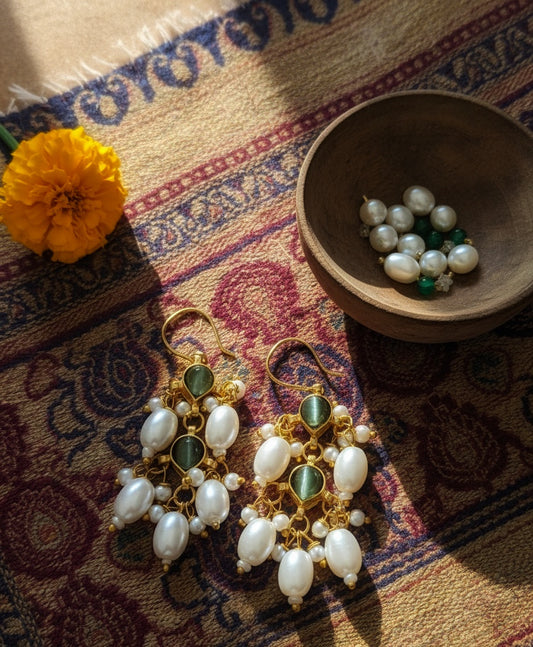 Kundan earrings light green