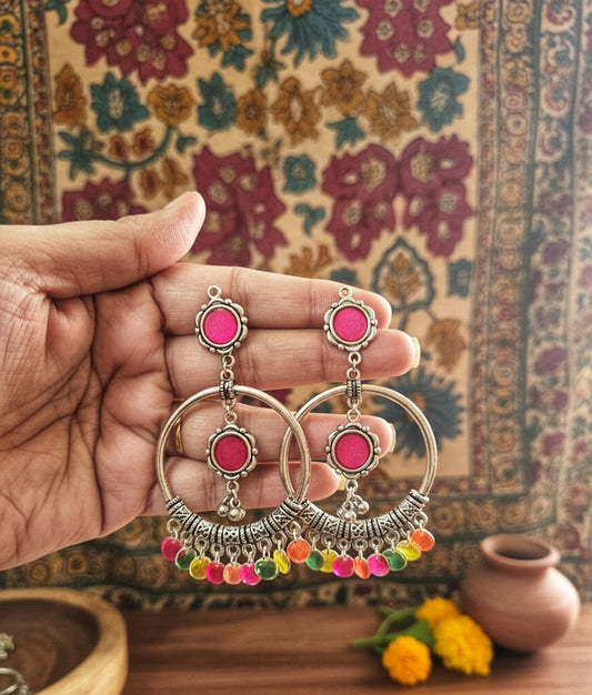 Rang birange gola earrings pink