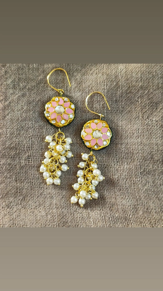 Kundan meenakari earrings