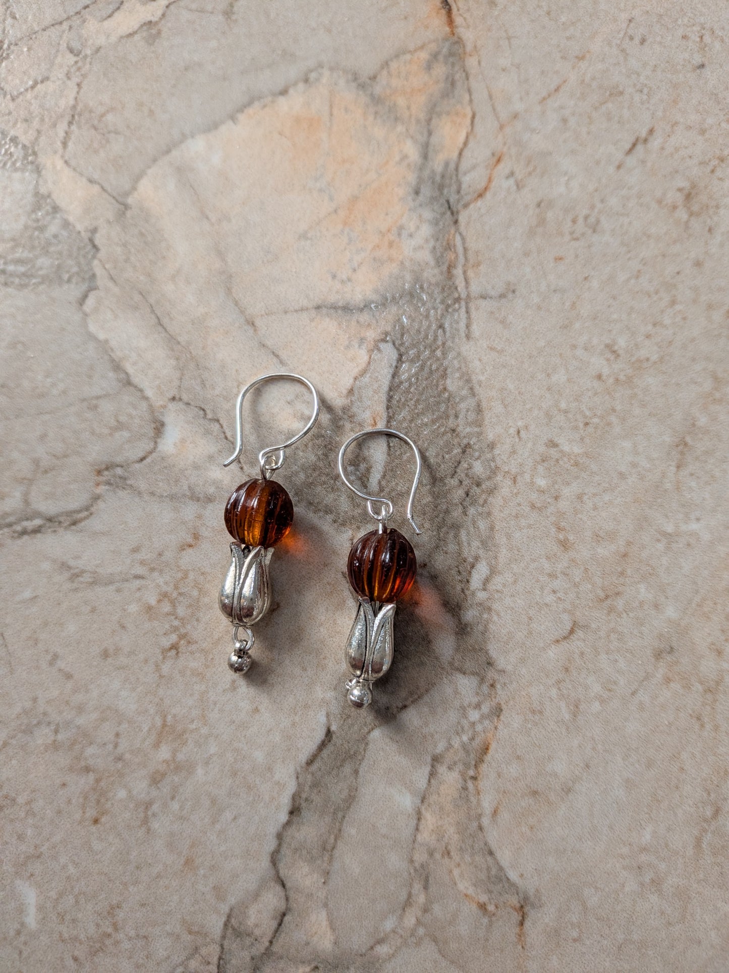 Pumpkin bead earrings