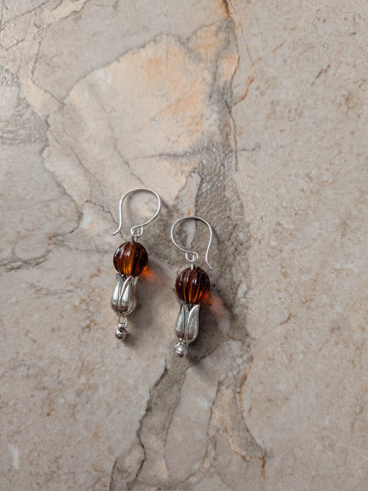 Pumpkin bead earrings