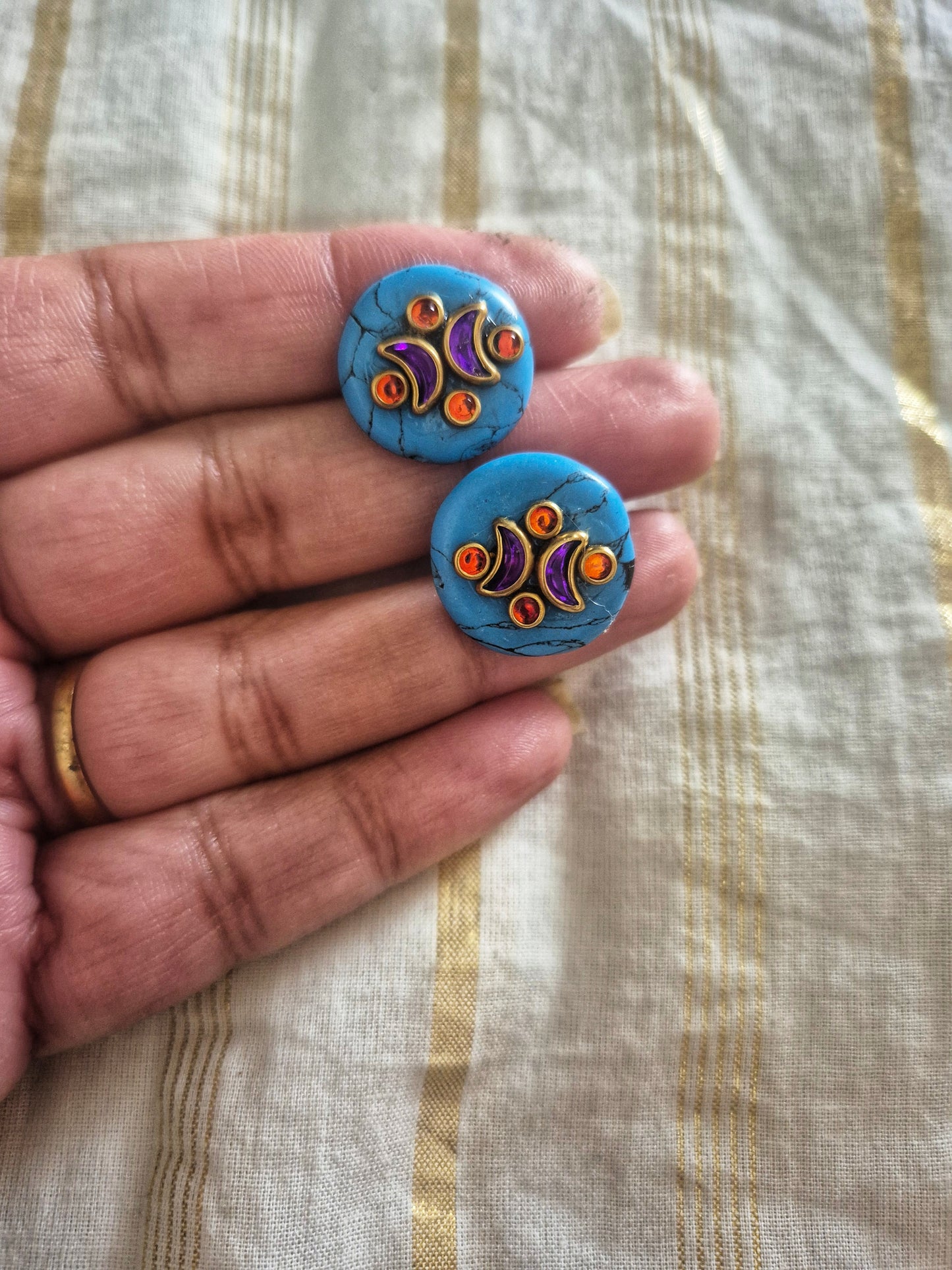 Kundan wale bead earrings