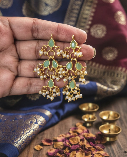 Kundan 4 jhalar earrings