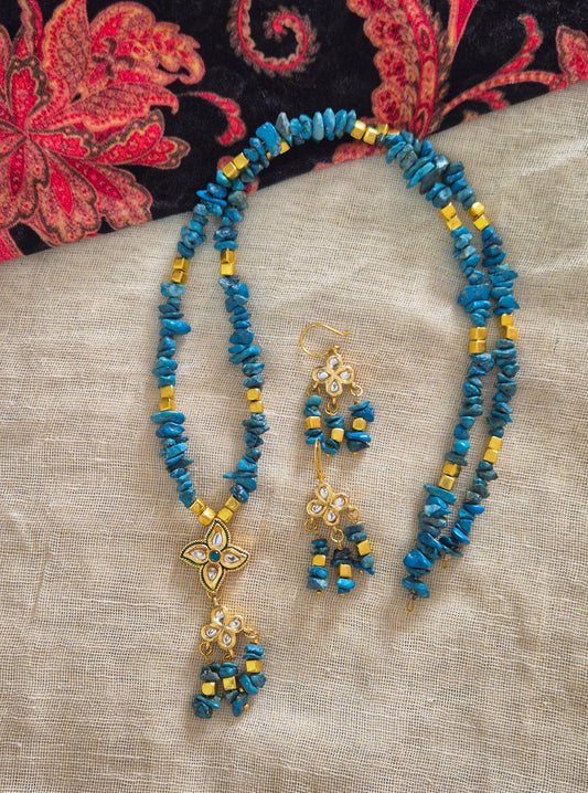 Long Firoza kundan necklace