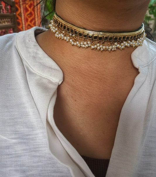 Handmade kundan choker green