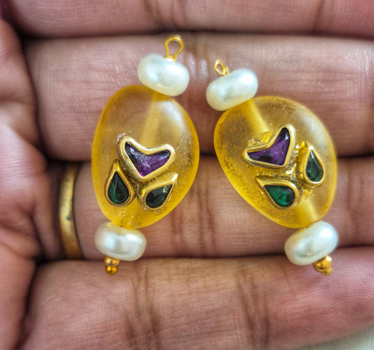 Kundan wale bead earrings