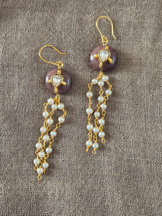 Kundan with bead earrings