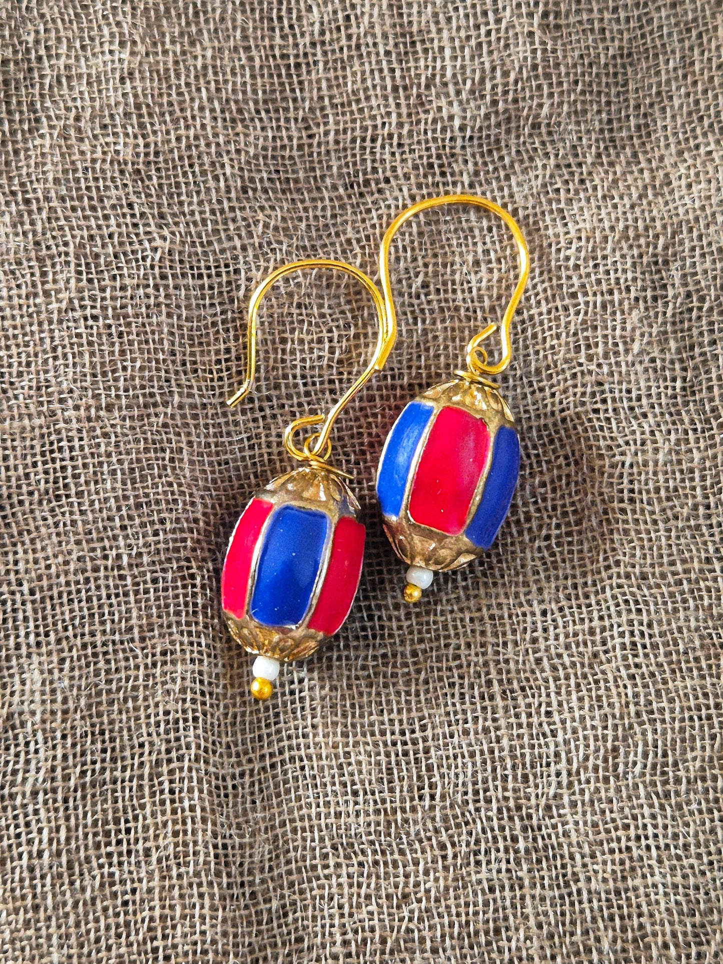 Meenakari bead earrings