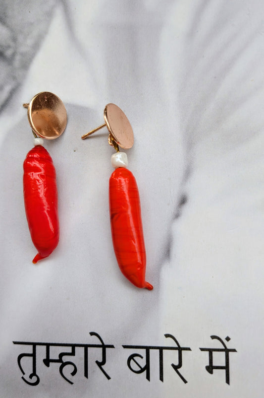 Mirchi beads earrings