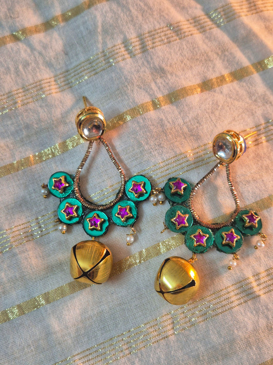 Kundan chand bali earrings