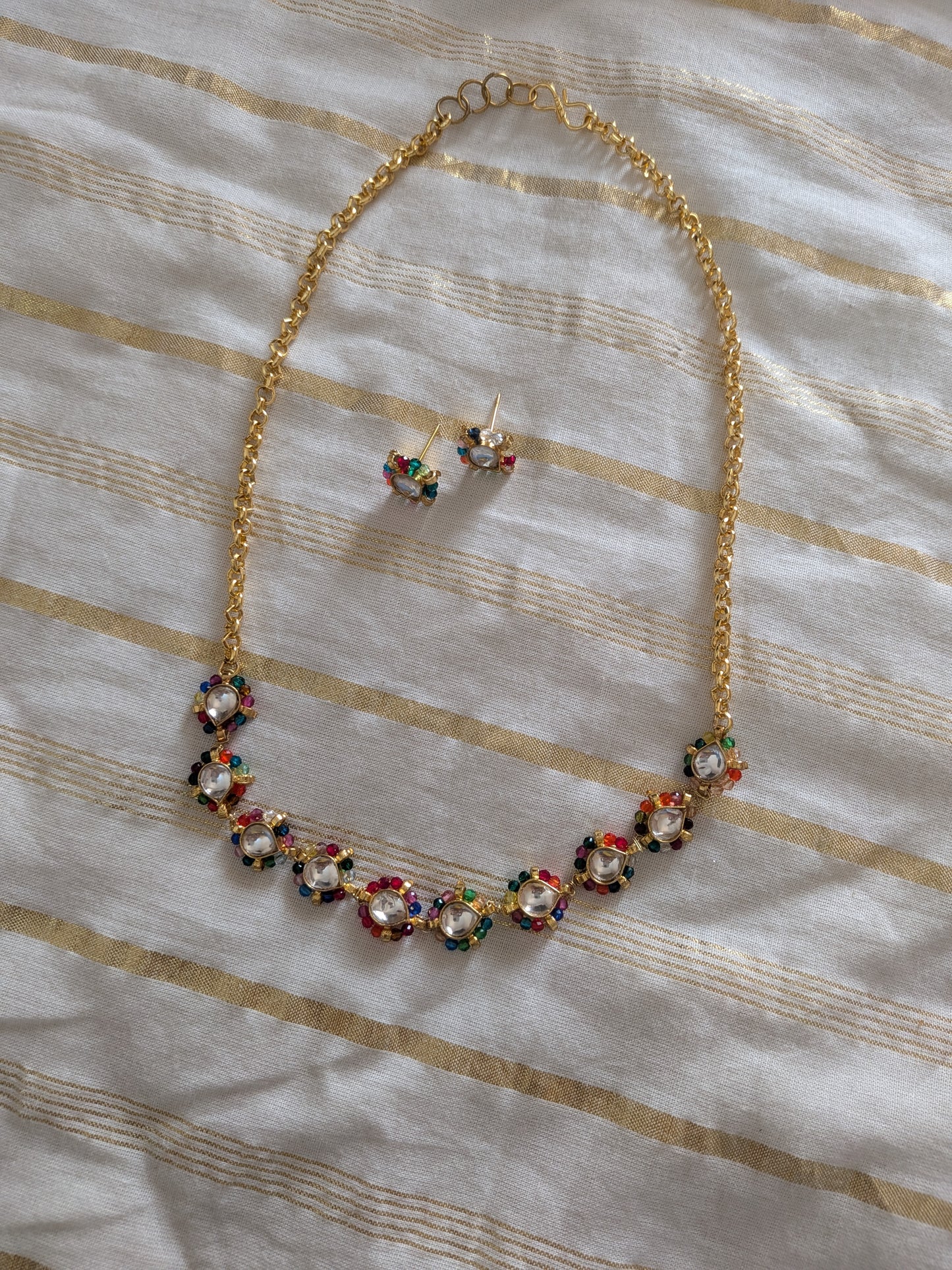 Multi colour beads wrap necklace set