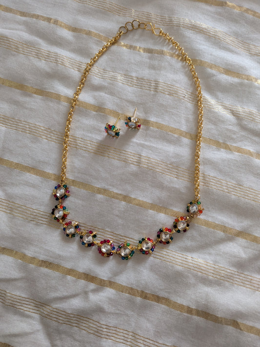 Multi colour beads wrap necklace set