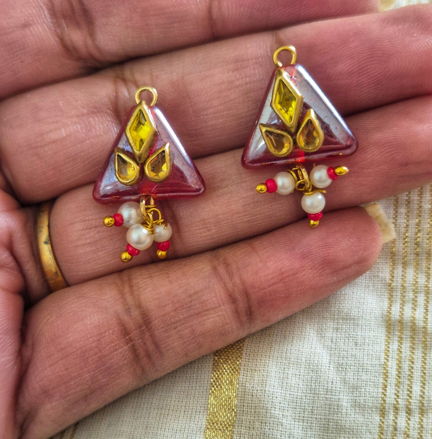 Kundan wale bead earrings