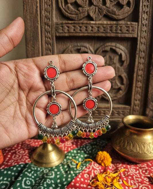 Rang biranga gola earrings red