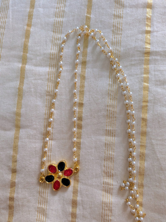 Beaded chain one ful wala pendent necklace