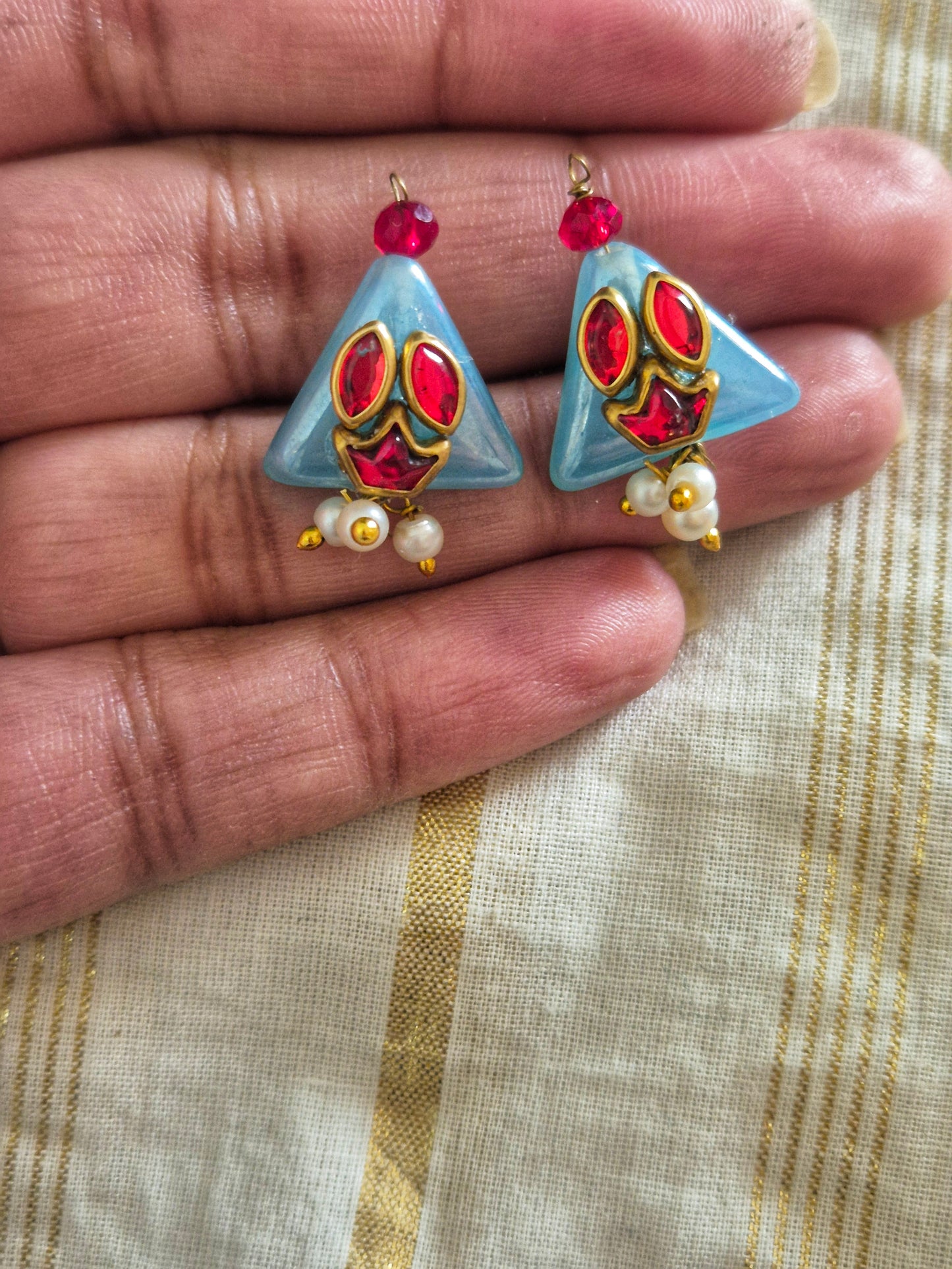Kundan wale bead earrings