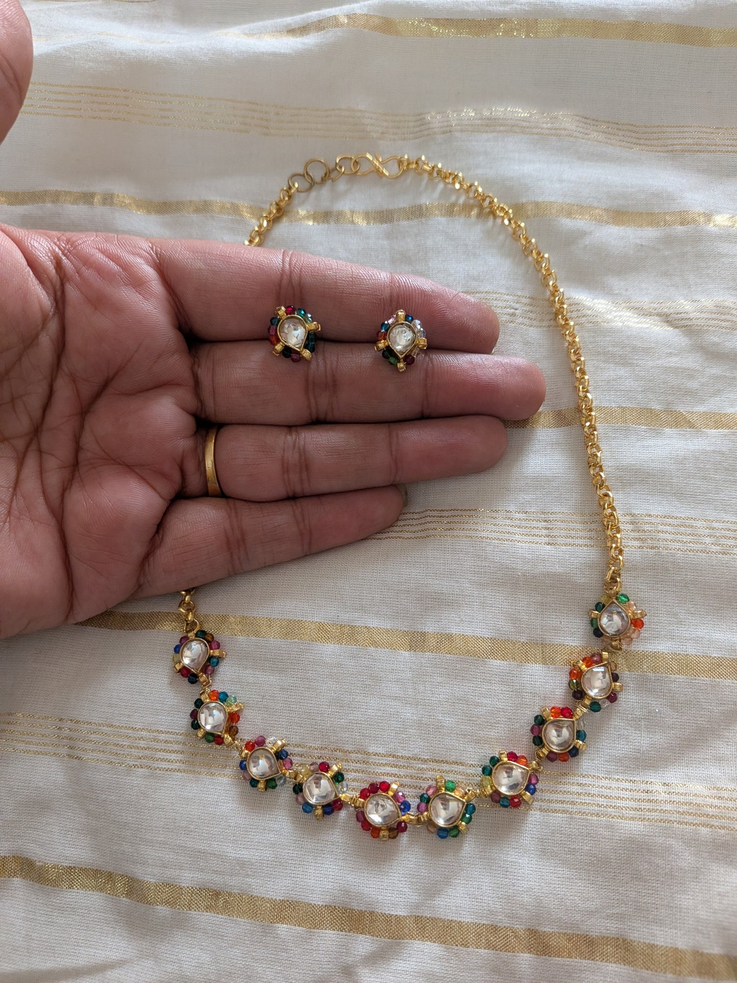 Multi colour beads wrap necklace set