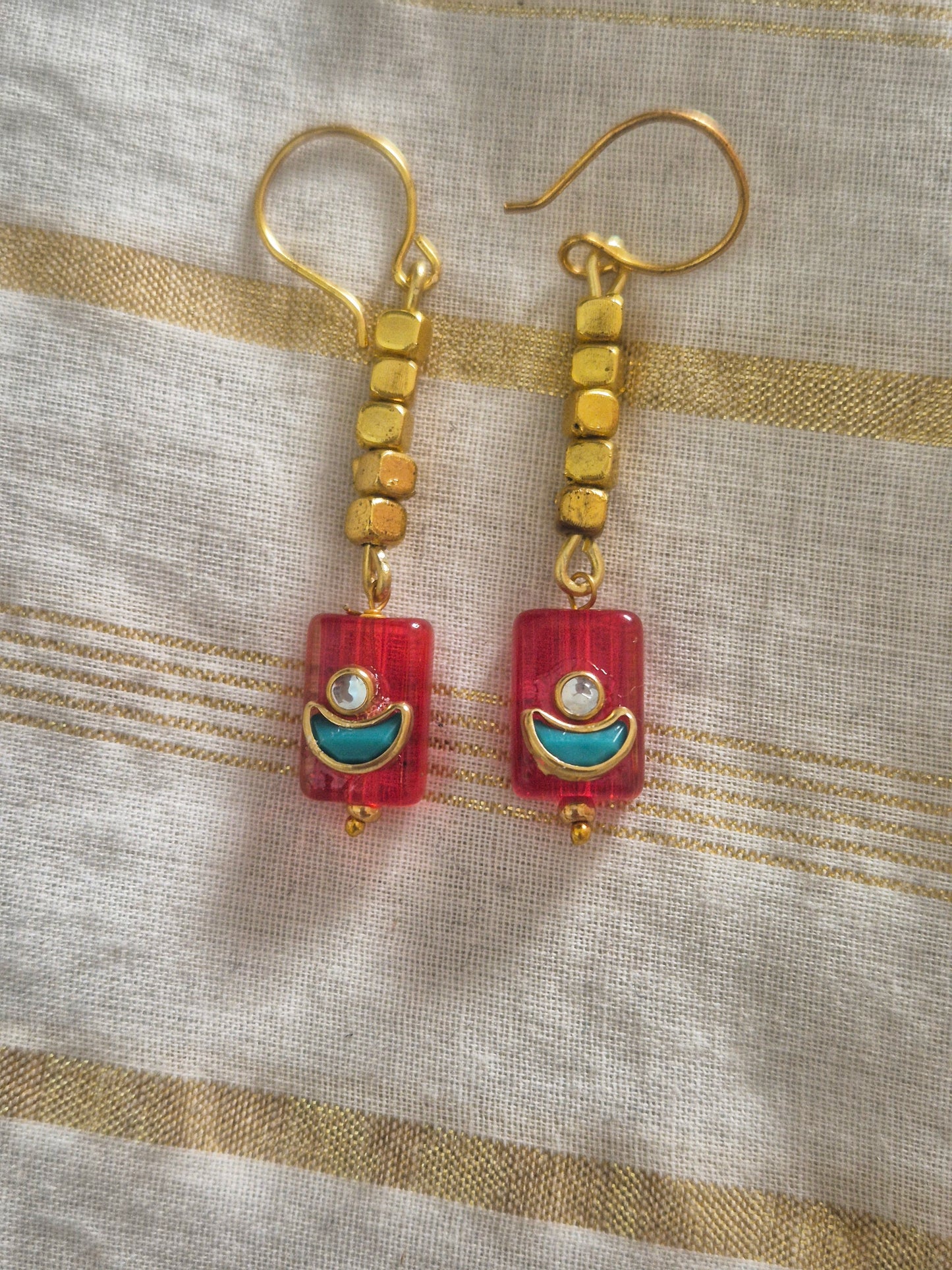 Kundan bead earrings