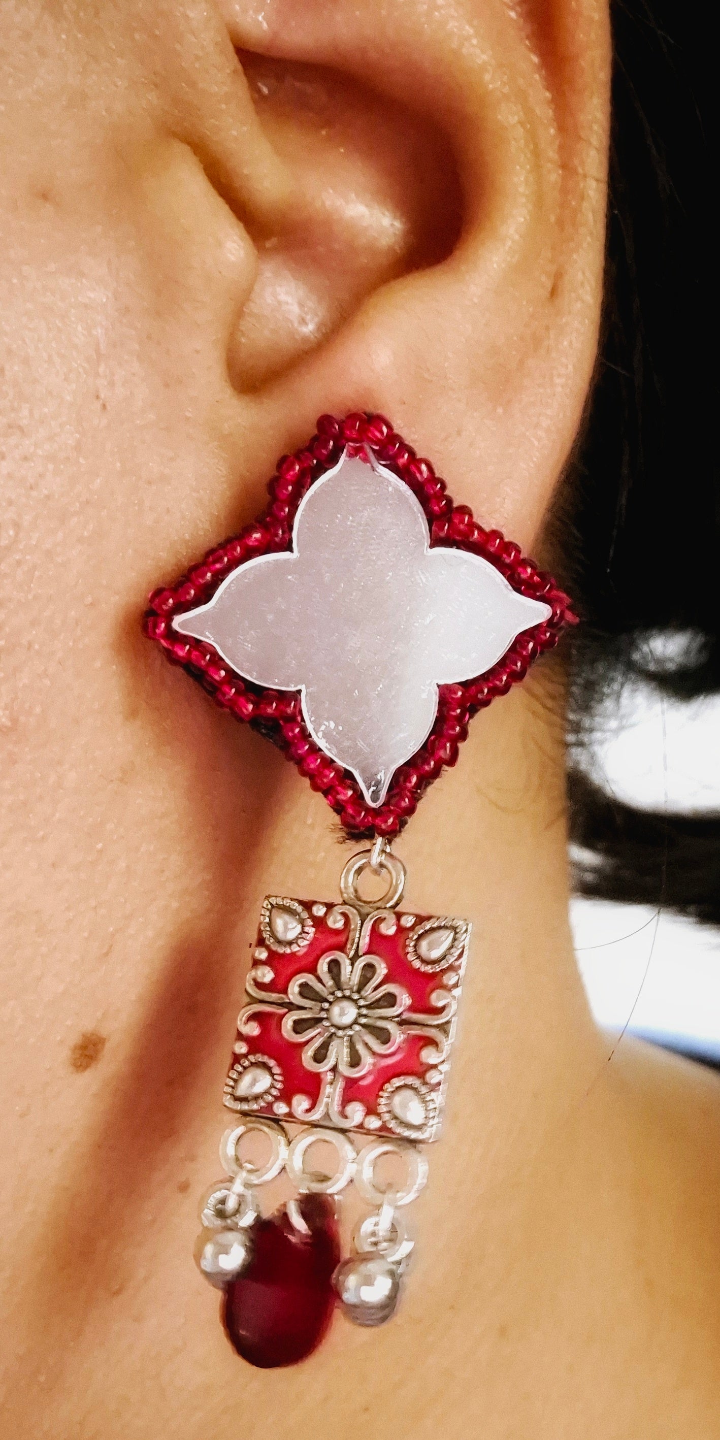 Ful mirror wala earrings