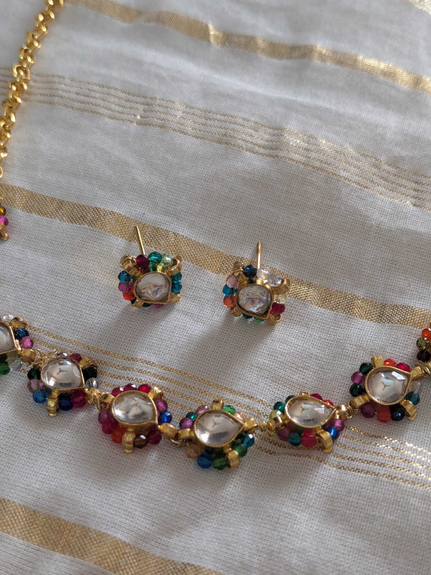 Multi colour beads wrap necklace set