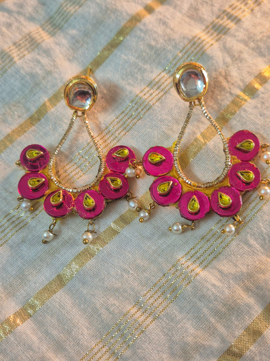 Kundan stud chandbali earrings