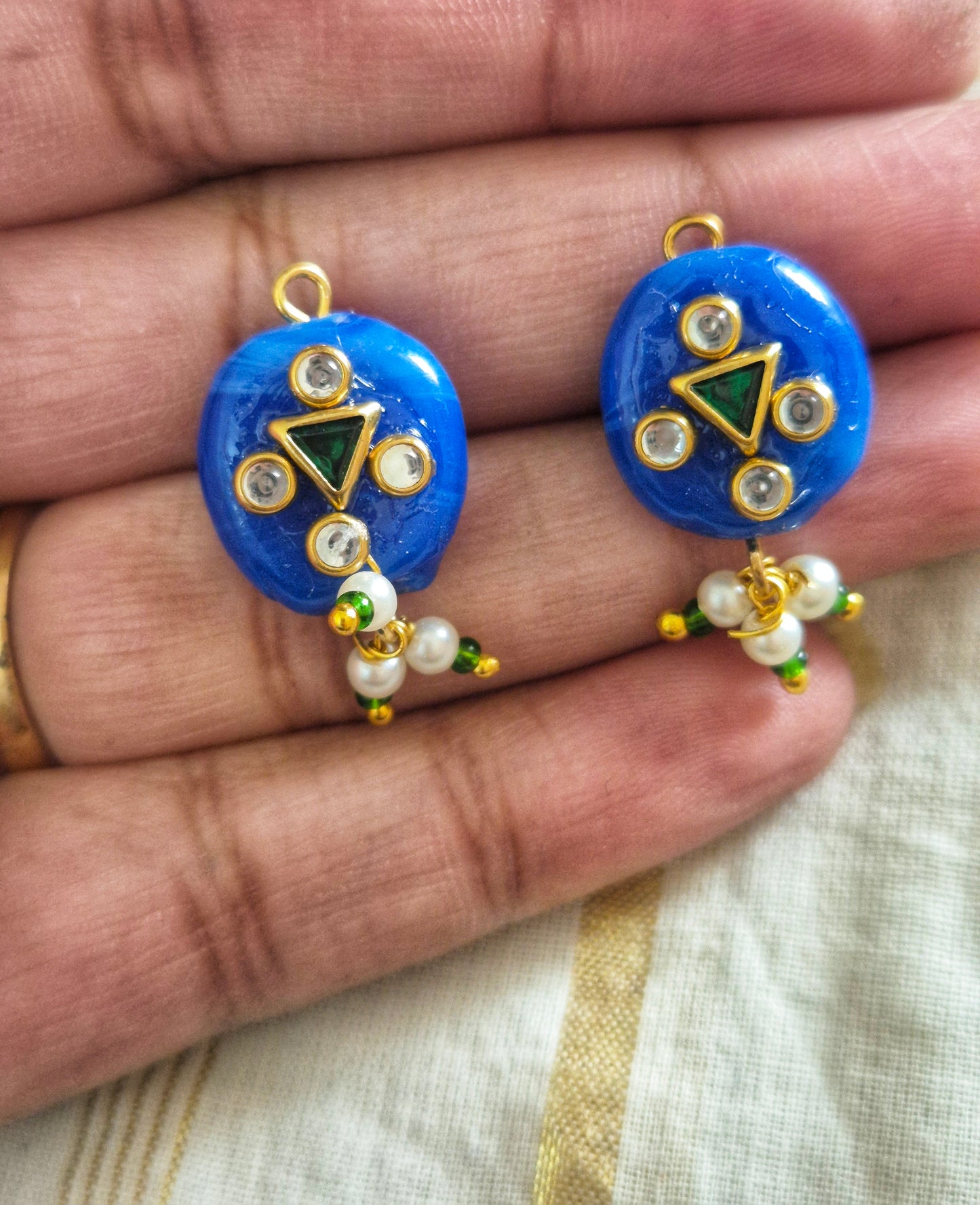 Kundan wale bead earrings