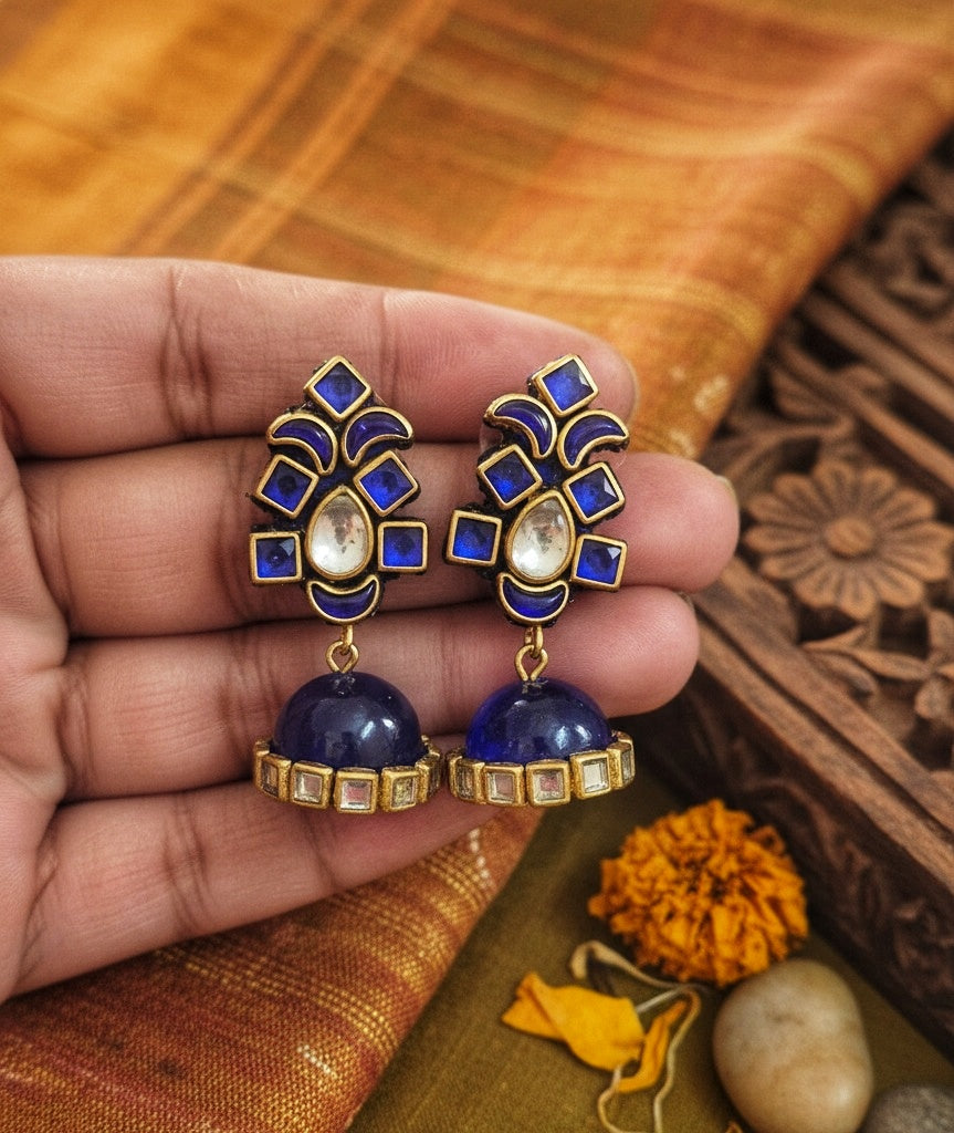 Blue kundan jhumki