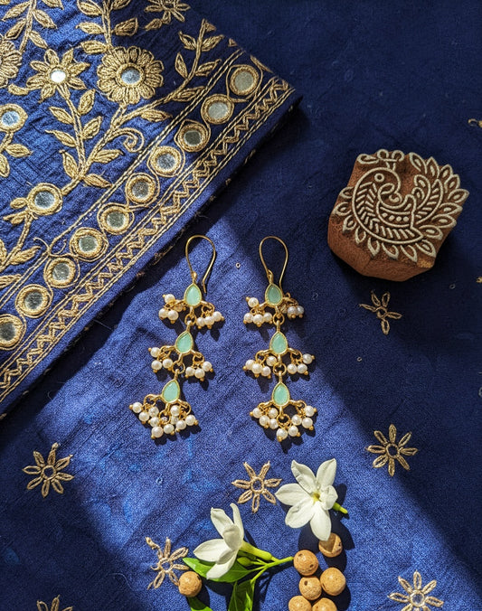 Kundan chain earrings