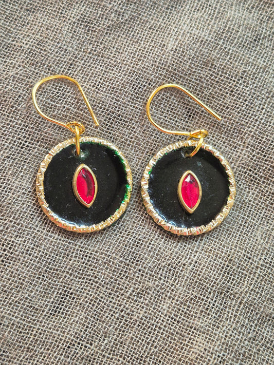 Kundan enamel earrings