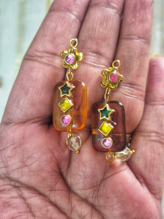 Kundan wale bead earrings
