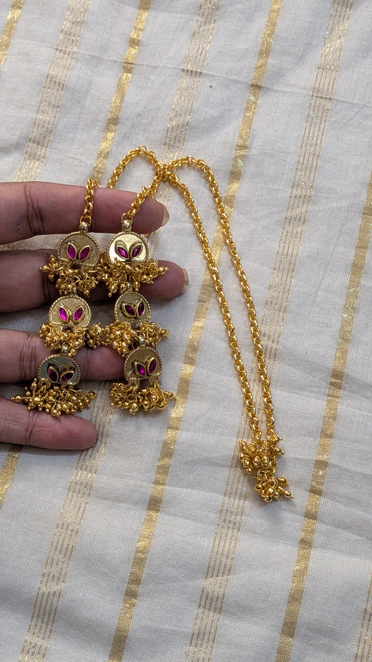 Poora Golden pink Earrings