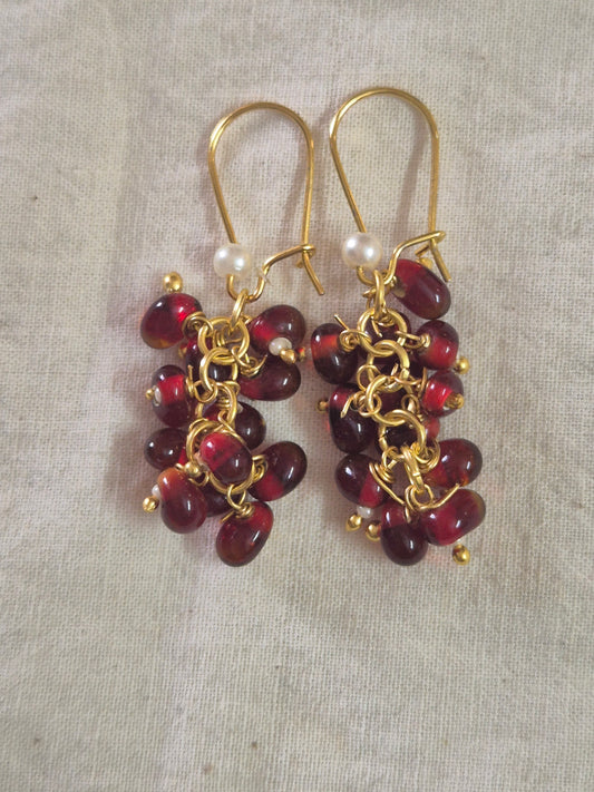 Jhalar moti earrings red