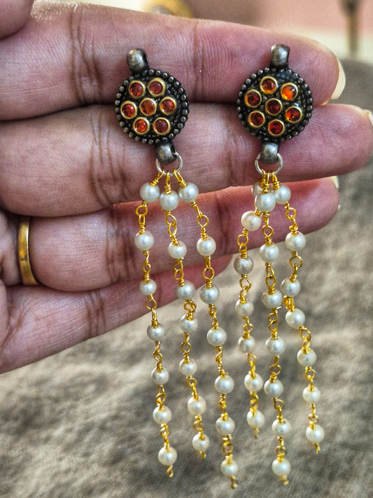 Silver kundan earrings