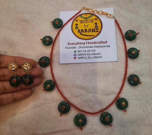 Green Glass bead Choker set