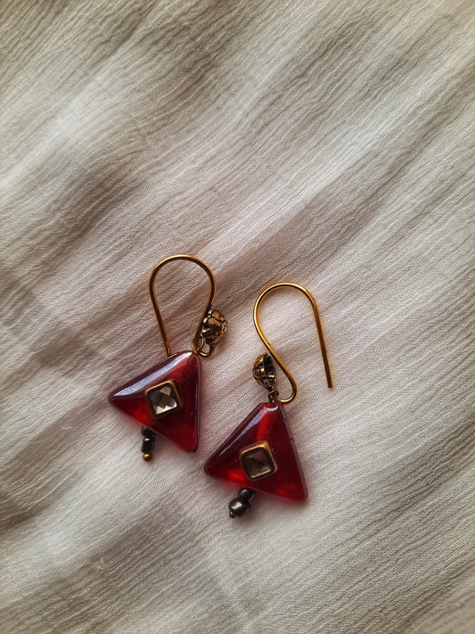 Red Triangle earrings