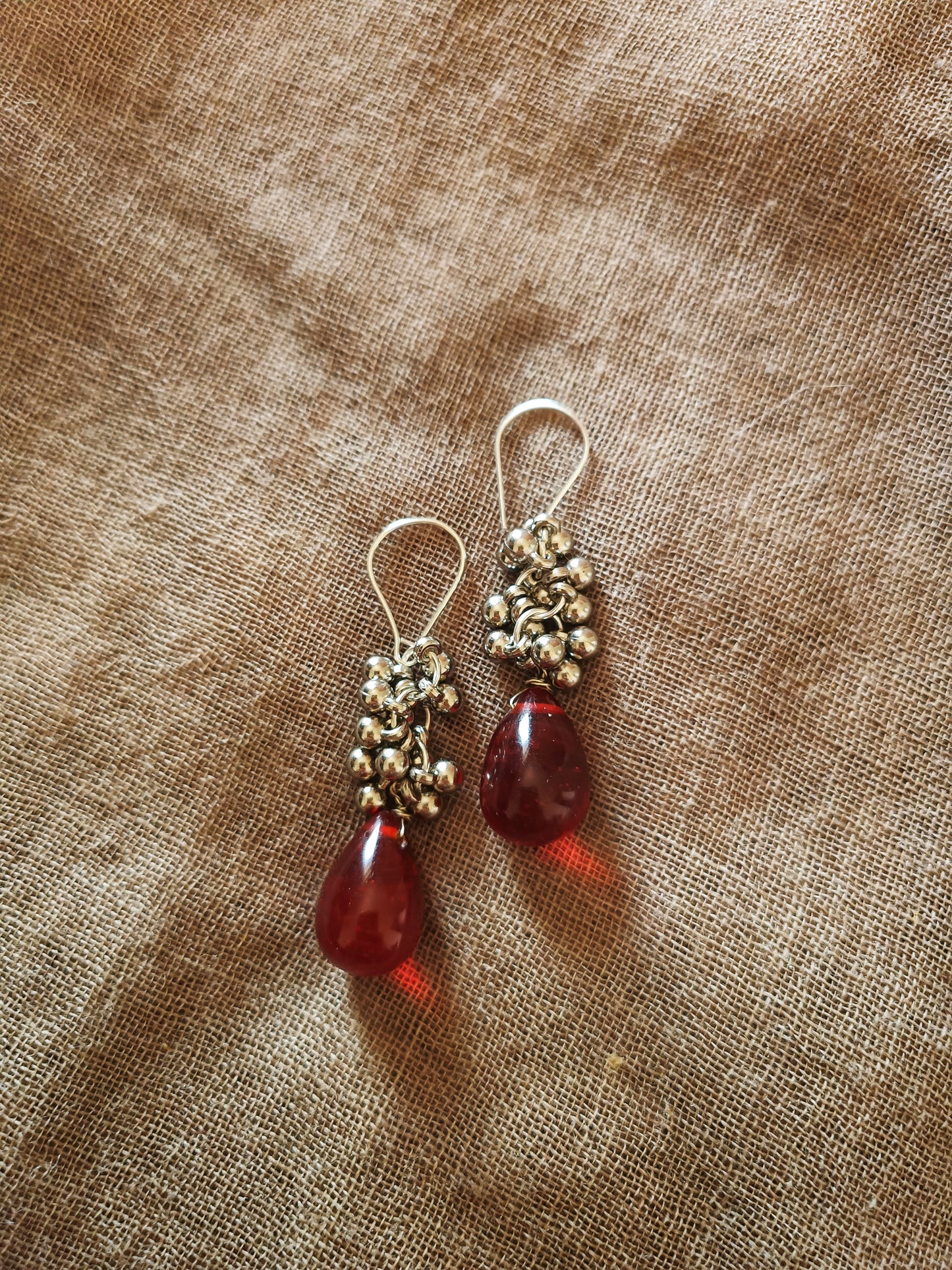 bead drop earrings red